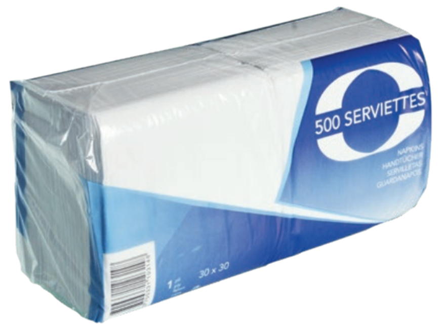 SERVIETTE ECO BLANCHE 30 X30 1PLI 500 PCES