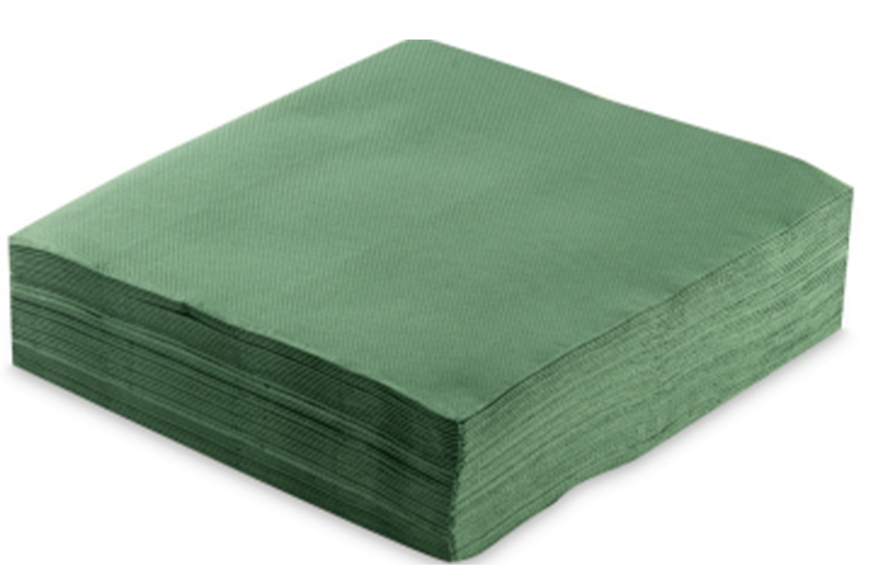 SERVIETTES VERT SAPIN 2 PLIS 40X40 - 50PC