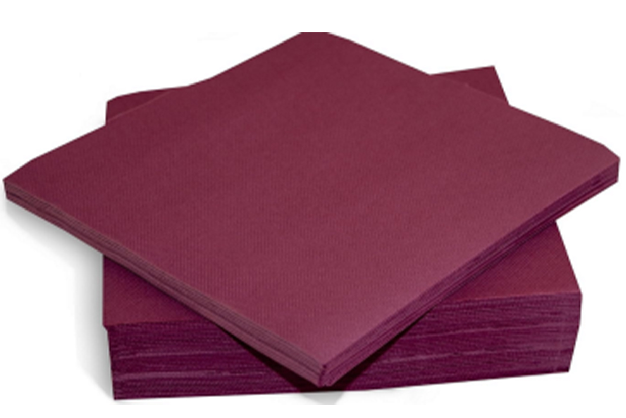 SERVIETTES BORDEAUX 2 PLIS 40X40 - 50PC