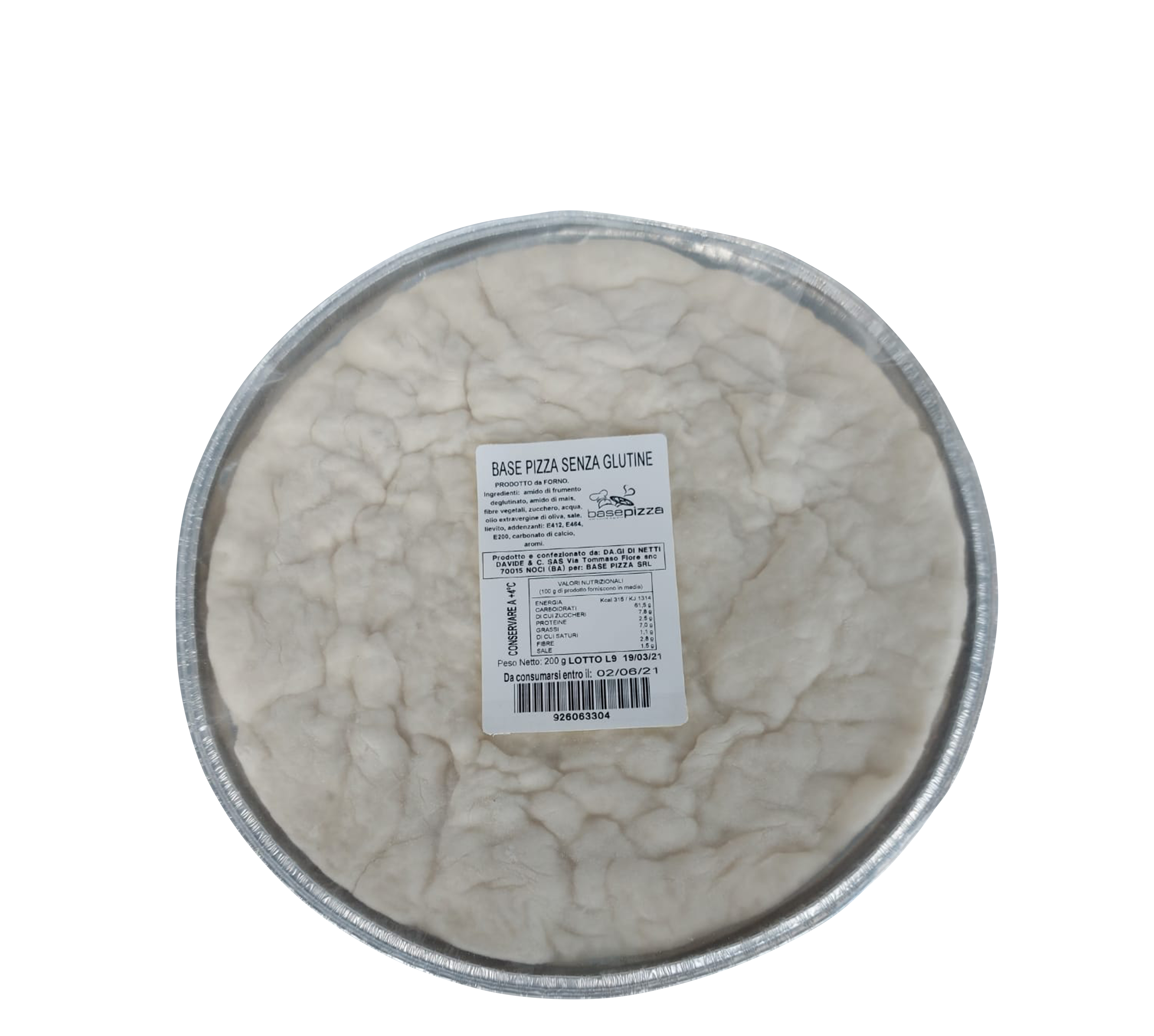 BASE 240G SANS GLUTEN(DIA 30CM)BASE FRAICHE PIZZA