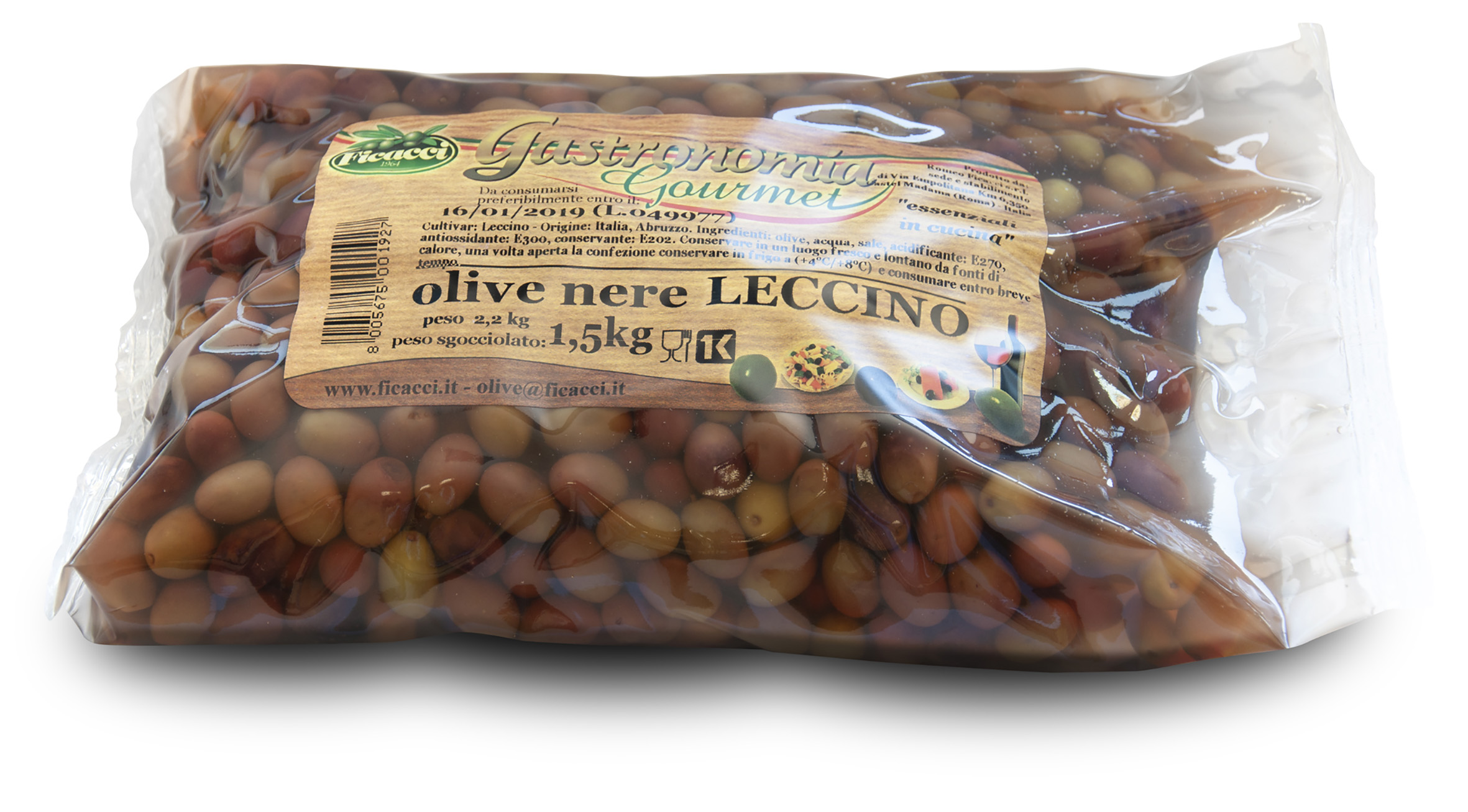 OLIVES NOIRES LECCINO 1.5KG PNE (AVEC NOYAU)