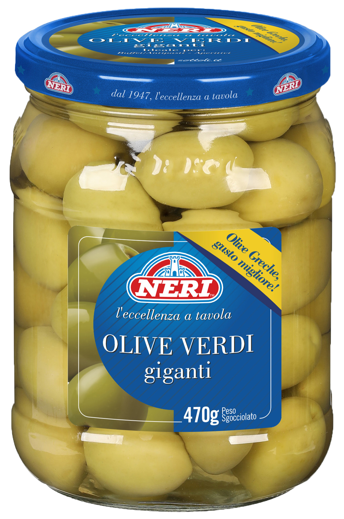 OLIVES VERTES GEANTES 825ML (800G/470G) AVEC NOYAU