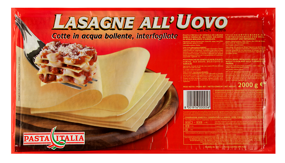 FEUILLES POUR LASAGNE 2KG PATES AUX OEUFS (11PC)