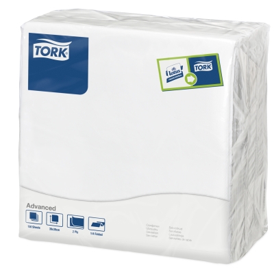 SERVIETTES BLANCHES 2 PLIS 39X39 - 150PC***