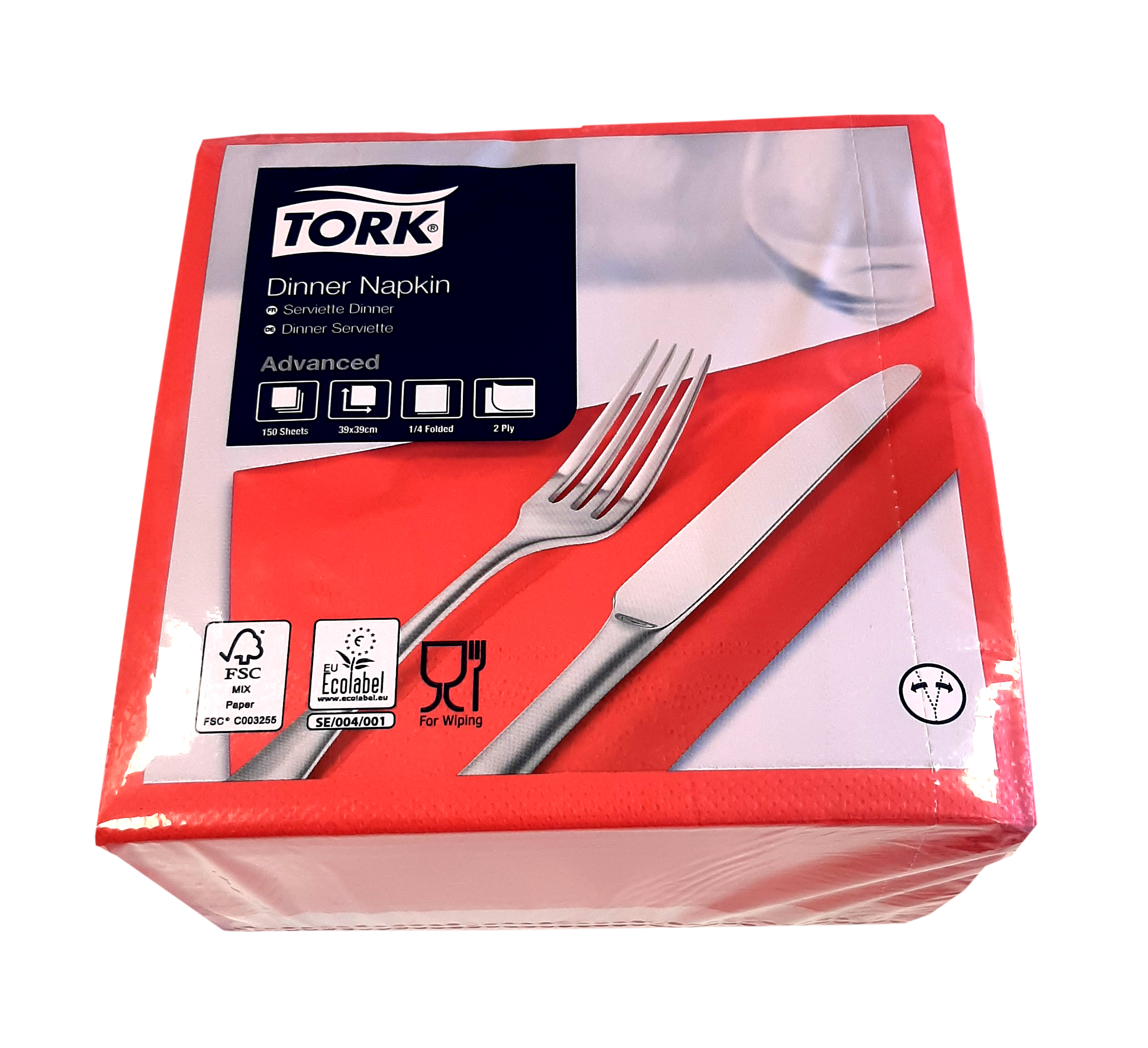 SERVIETTES ROUGE COQUELICOT 2 PLIS 39X39 - 150PC**