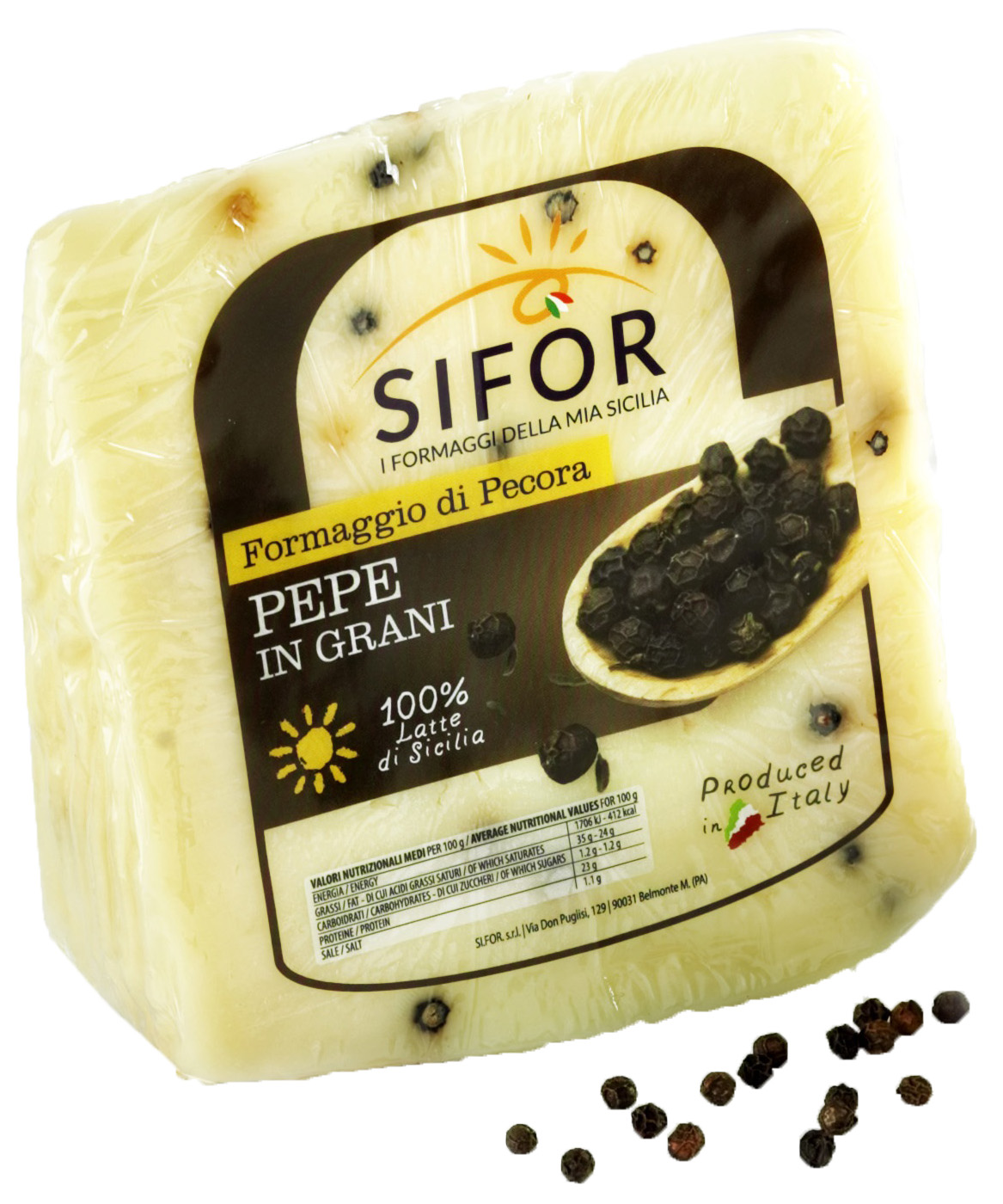 PECORINO SICILIEN POIVRE NOIR GRAINS 200G PF